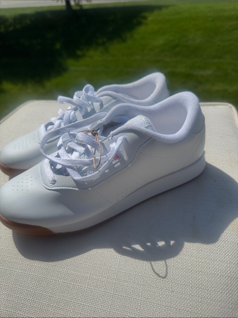 Reebok Women's White Leather Lace-Up Sneakers with Gum Sole
